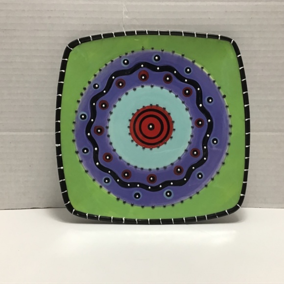 Bella Casa by Ganz Abstract Plate with raised white & Black dots 1990s - Picture 5 of 7